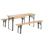 Outsunny 6' Wooden Outdoor Traditional Folding Picnic Table and Bench Set