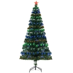 HOMCOM 6ft Fiber Optic Artificial Fir Christmas Tree, LED Pre-Lit Holiday Decoration with 230 Lights and Branch Tips