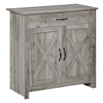 HOMCOM 32" Farmhouse Barn Door Style Sideboard, Buffet Cabinet, Coffee Bar for Kitchen, Living Room or Entryway, Grey Wash