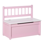 Qaba Kids 2-in-1 Wooden Toy Storage Box Seat Bench Storage Chest w/ Pneumatic Rod