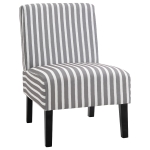 HOMCOM Linen Fabric Dining Chair with Pine Wood Legs and Sponge Padded Cushion, for Living Room, Dining Room, Office, Dorm - Line Pattern