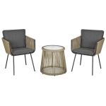 Outsunny 3 PCS Webbed Wicker Rattan Patio Furniture Conversation Bistro Set 2 Chairs 1 Coffee Table w/ Metal Legs for Garden, Backyard, Deck