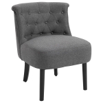 HOMCOM Modern Accent Leisure Chair with Mid Back Button-Tufted Upholstered Fabric and Wooden Legs for Living Room and Bedroom, Dark Grey