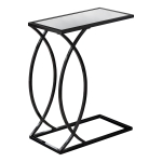 Monarch 24" Contemporary Curvy Black Metal Base C-Shaped Side Accent Table - Mirror Finish Top