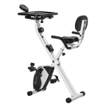 Soozier Indoor Exercise Bike 8-Level Adjustable Magnetic Resistance Cardio Trainer Cycling Bike, w/ Desktop, 3lbs Flywheel, LCD Display-White
