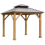 Outsunny 10' x 10' Hardtop Gazebo Patio Canopy Shelter Outdoor w/ Steel Double Tier Roof