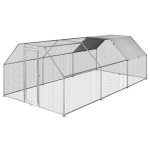 PawHut Galvanized Metal Chicken Coop Cage with Cover Walk-In Pen Run - 9' W x 18.5' D x 6.5' H