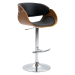 HOMCOM Modern Swivel Bar Stool, Height Adjustable PU leather Counter Chair, Black / Walnut