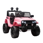 Aosom 12V Battery Powered Kids Ride On Car Off Road Truck Toy w/ Parent Remote, Pink