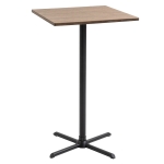 HOMCOM 24" Industrial Modern Pub Bar Table, 40.5 Inch Height Adjustable Cocktail table Square Dining Table for Kitchen or Dining Room, Walnut