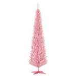 HOMCOM 7ft Slim Artificial Christmas Tree, Pencil Shaped, Pink