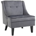 HOMCOM Tufted Single Sofa Chair with Rubber Wood Legs, Thick Padding Mid-Back, and Wings for Living Room - Grey