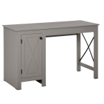 HOMCOM Computer Table with Cabinet Metal X-Bar for Living Room Study Office Grey