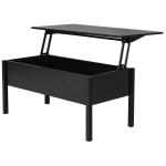 HOMCOM Wood Living Room End Table Furniture With Lift Top Storage Space, Black