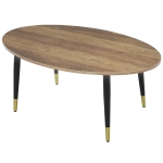 HomCom Oval Modern Simple Coffee Table with Strong Metal Legs, Quality Build Material, & Multifunctional Design - Brown
