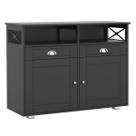 HOMCOM Sideboard Buffet Cabinet with Storage Drawers, Large Tabletop and Crossbar Side Design, Black