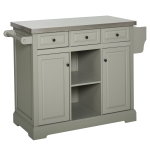 HOMCOM Rolling Kitchen Island with Stainless Steel Top, Spice Rack & Drawers, Utility Portable Multi-Storage Cart on Wheels, Grey