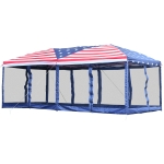 Outsunny 10x20 Pop Up Canopy Party Tent with Removable Mesh Sidewalls - American Flag Print