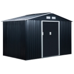 Outsunny 9' x 6.5' x 6.5' Outdoor Backyard Garden Tool Shed with Double Sliding Doors, 4 Air Vents, and Steel Frame, Dark Grey