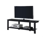 Monarch 60" Contemporary 2-Tier Tempered Glass Shelf Metal Framed Console TV Stand - Black Finish