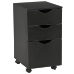 HOMCOM 3 Drawer File Cabinet - Wood Rolling Vertical A4 Paper Letter Binder - 14" D - Black