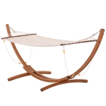 Outsunny Bent Hardwood Deck Hammock w/ Weather-Resistant Finish Study Stand Cotton Fabric