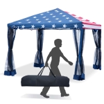 Outsunny 10' x 10' Easy Pop Up Canopy Party Tent with Mesh Walls - American Flag Print
