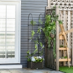Outsunny 16'' x 16'' x 66'' Garden Bed with Trellis, Planter Box with Self-Watering Disk, Drainage Holes, & Steel Frame for Climbing Plants