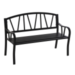 Outsunny 2-Seater Outdoor Garden Patio Bench with a Solid Metal Build, Decorative Backrest & Ergonomic Comfort Armrests