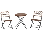 Outsunny 3 PCS PE Rattan Patio Bistro Set with Easy Folding, Outdoor Foldable Garden Table and Chairs with Rustic Design - Brown