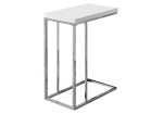 Monarch 25" Contemporary Chrome Metal Base C-Shaped Side Accent Table - Glossy White Finish