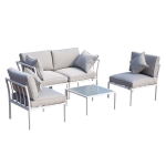 Outsunny 4 Piece Outdoor Furniture Patio Conversation Seating Set - White / Grey