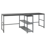 HOMCOM Two Person Desk w/ Storage Shelves, Computer Office Double Desk, Writing Table