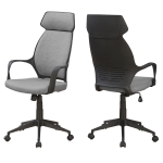 Monarch Ergonomic Adjustable Microfiber High Back Executive Office Chair - Grey / Black