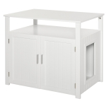 PawHut Inside Tabletop Side Table Cat Box Fixture w/ Magnetic Closing Door White