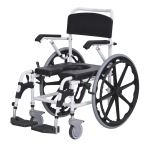 HOMCOM Rolling Shower Wheelchair Bath Toilet Commode Bariatric with 24" Wheels, Detachable Bucket & Shower-Proof Design, Black