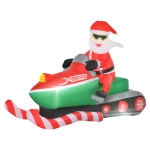 HOMCOM 7ft Christmas Inflatable Santa Claus Driving a Snowmobile, Outdoor Blow-Up Yard Decoration with LED Lights Display