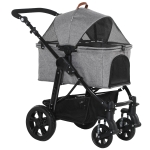 PawHut No-zip Detachable Pet Stroller Foldable Dog Cat Travel Carriage Carrying Bag