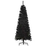 HOMCOM 6ft Unlit Artificial Christmas Tree Slim Douglas Fir with Realistic Branches, Halloween Tree with 618 Tips, Black