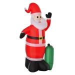 HomCom 8FT Outdoor Santa Claus Christmas Holiday Inflatable Christmas Santa Lawn Decoration- Santa Claus with Gift Bag