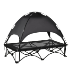 PawHut 46" Elevated Ventilated Cooling Pet Dog Bed w/ Canopy Shade Cover, Travel Bag, Black