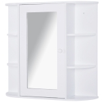 HOMCOM Over-the-Sink Bathroom Storage Organizer Cabinet with Mirrored Door and Multiple Shelves - White