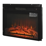 HOMCOM Modern Recessed Adjustable Family Electric Fireplace Heater with Realistic Log Flames, 23", 1400W - Black