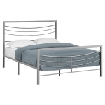 Monarch 62" Contemporary Curved Horizontal Slat Metal Bed Frame - Queen Size - Silver Finish