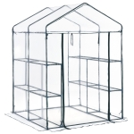 Outsunny Walk-in Greenhouse 5' x 5' x 6' Hot House with 3-Tier Shelving, Roll-Up Door for Outdoor, Garden