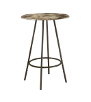 Monarch 30" Round Marble-Look Top Metal Framed Bar Height Table - Cappuccino Finish