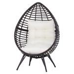 Outsunny Teardrop Wicker Lounge Chair with Soft Cushion, Outdoor/Indoor PE Rattan Egg Cuddle Chair with Height Adjustable Knob for Backyard, Patio, Garden, Lawn, Living Room, Brown