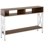 HomCom Industrial Style Entryway Console Table with Storage Shelving, Adjustable Level Feet, & a Sturdy Build - White
