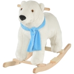 Qaba Kids Ride On Rocking Horse with Soft Polar Bear Body, Fun Roaring Sound, & Safety Handlebars/Footrests