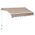 Outsunny 8' x 7' Patio Retractable Awning/Manual Exterior Sun Shade Deck Window Cover, Brown